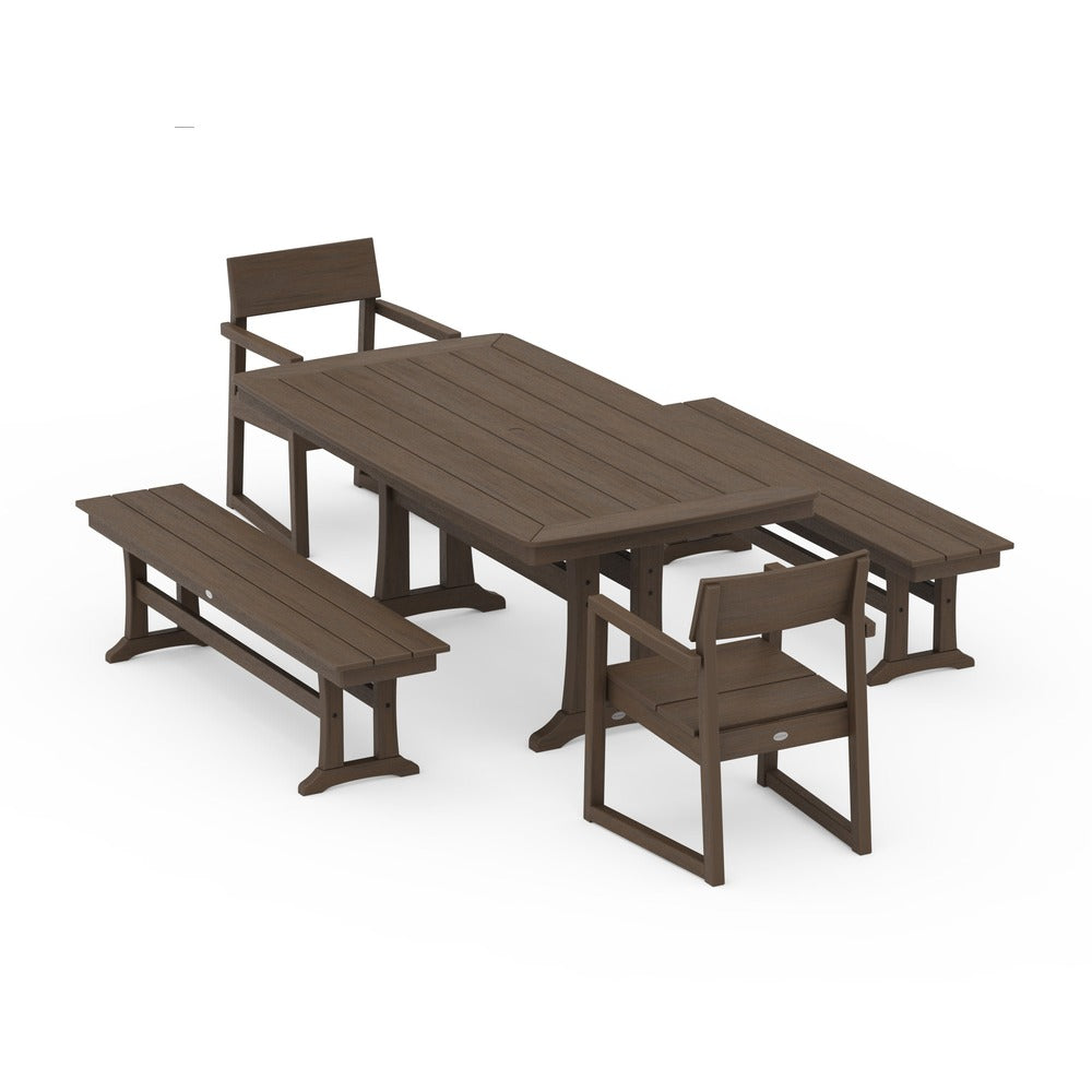 POLYWOOD® - EDGE 5-Piece Dining Set with Trestle Legs - PWS1038 Outdoor Furniture POLYWOOD®