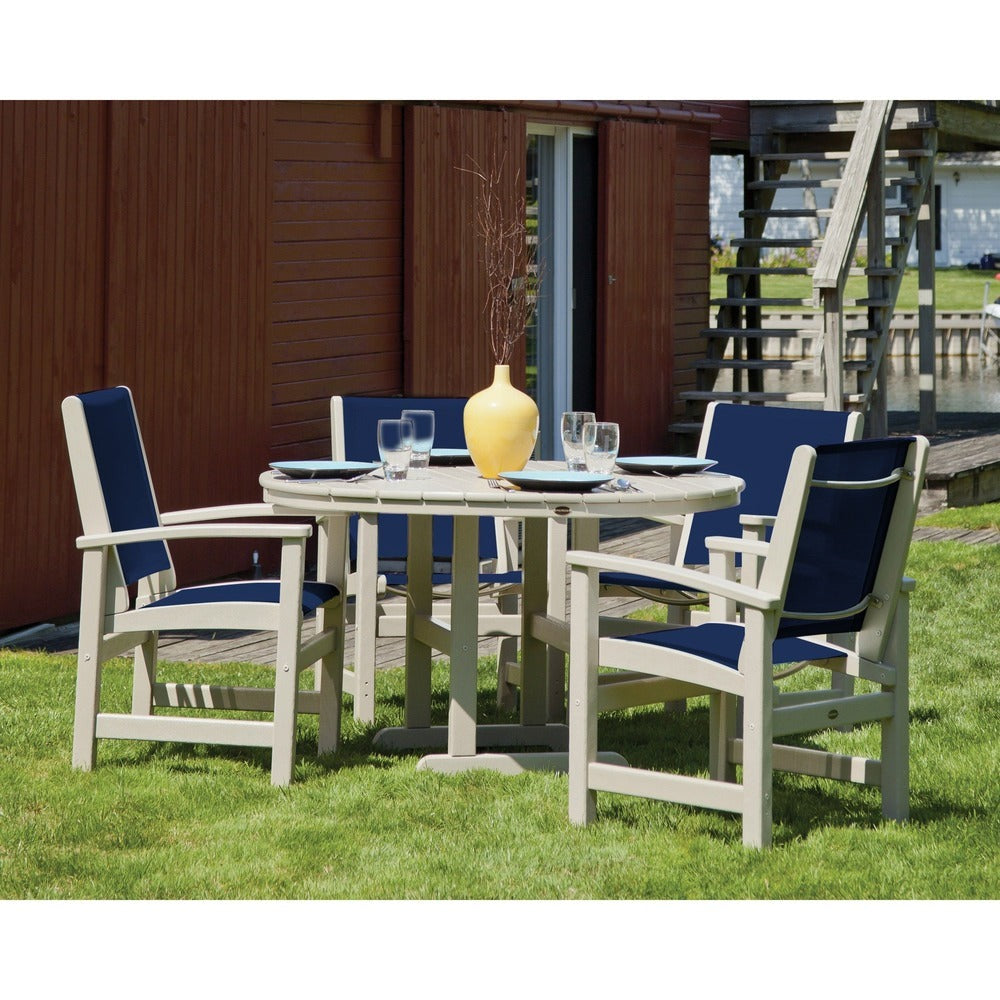 POLYWOOD® - Coastal 5-Piece Round Farmhouse Dining Set - PWS155 Outdoor Furniture POLYWOOD®