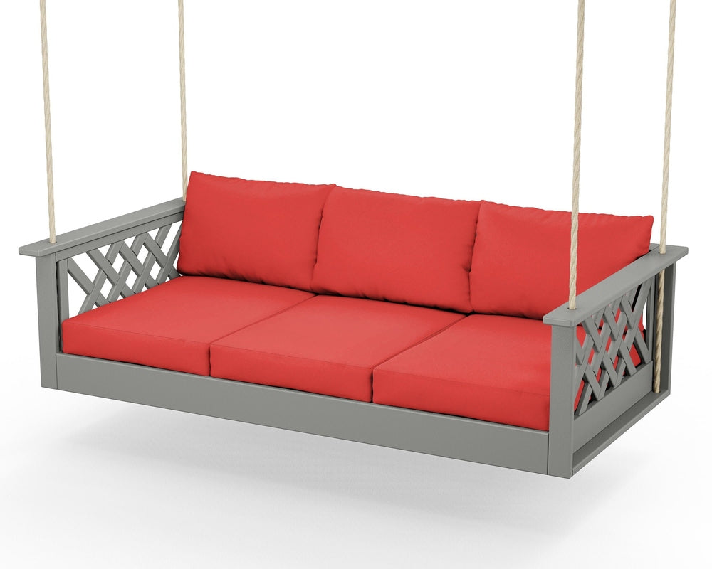 Wovendale Daybed Swing - Slate Grey / Crimson Linen