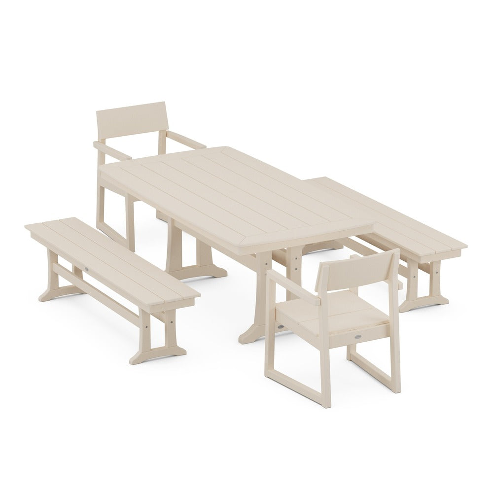 POLYWOOD® - EDGE 5-Piece Dining Set with Trestle Legs - PWS1038 Outdoor Furniture POLYWOOD®