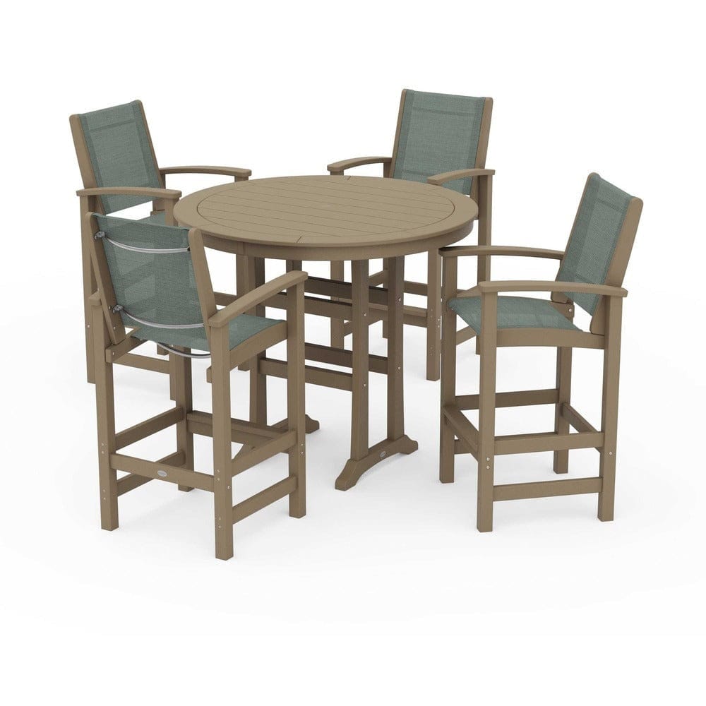 POLYWOOD® - Coastal 5-Piece Nautical Trestle Bar Set - PWS304 Outdoor Furniture POLYWOOD®