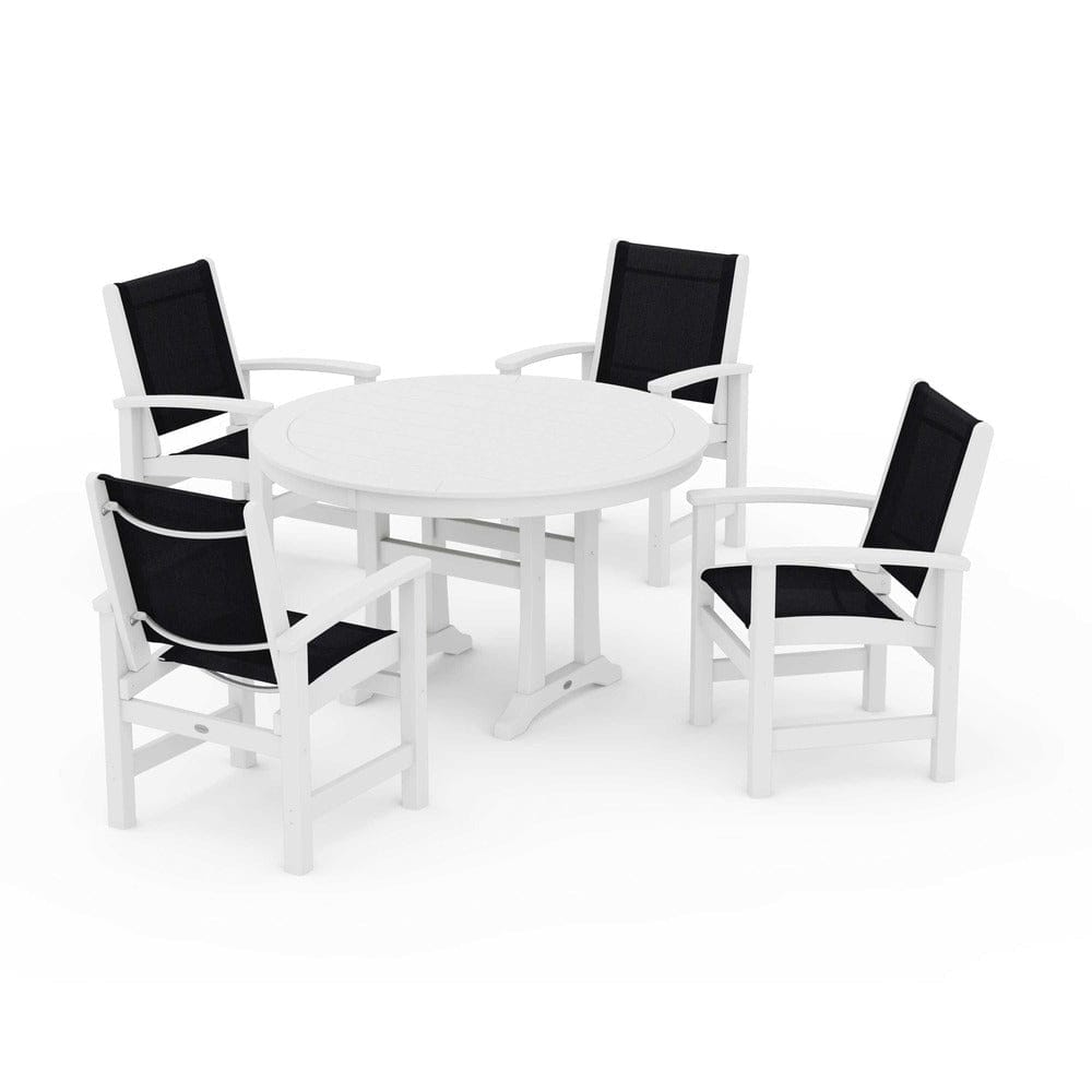 POLYWOOD® - Coastal 5-Piece Round Dining Set with Trestle Legs - PWS1119