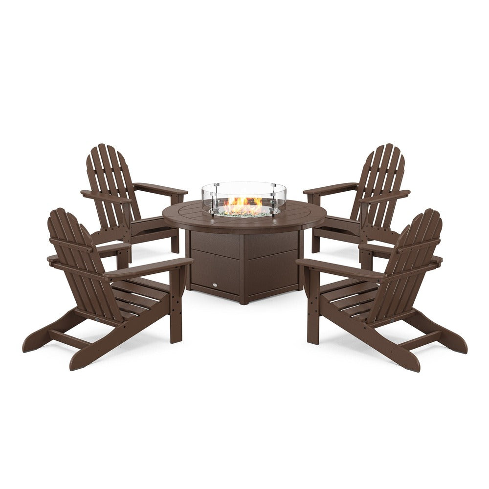 POLYWOOD® Classic Adirondack 5-Piece Conversation Set with Fire Pit Table- PWS706-1 Fire Table POLYWOOD®