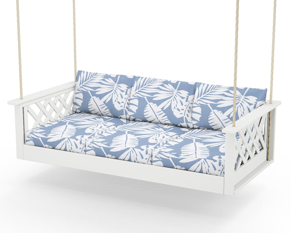 Wovendale Daybed Swing - White / Leaf Sky Blue