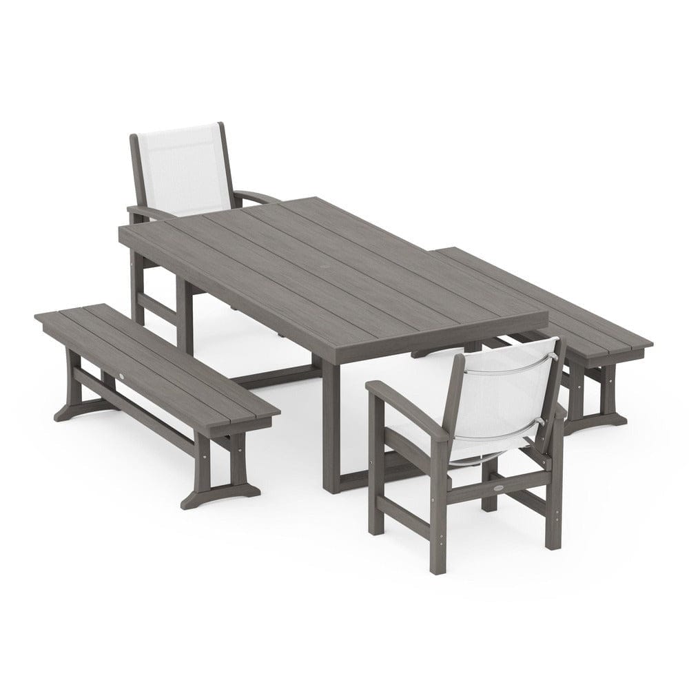 POLYWOOD® - Coastal 5-Piece Dining Set with Trestle Legs - PWS870