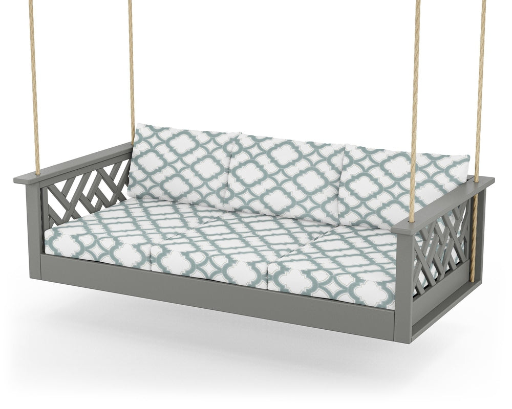 Chippendale Daybed Swing - Slate Grey / Trellis Glacier Spa