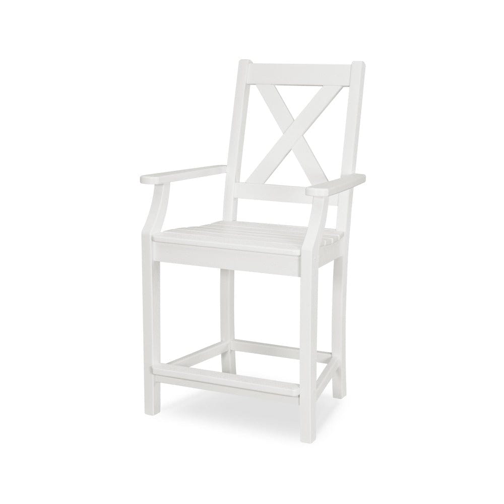 POLYWOOD® Braxton Counter Arm Chair - Vintage White TGD281VWH