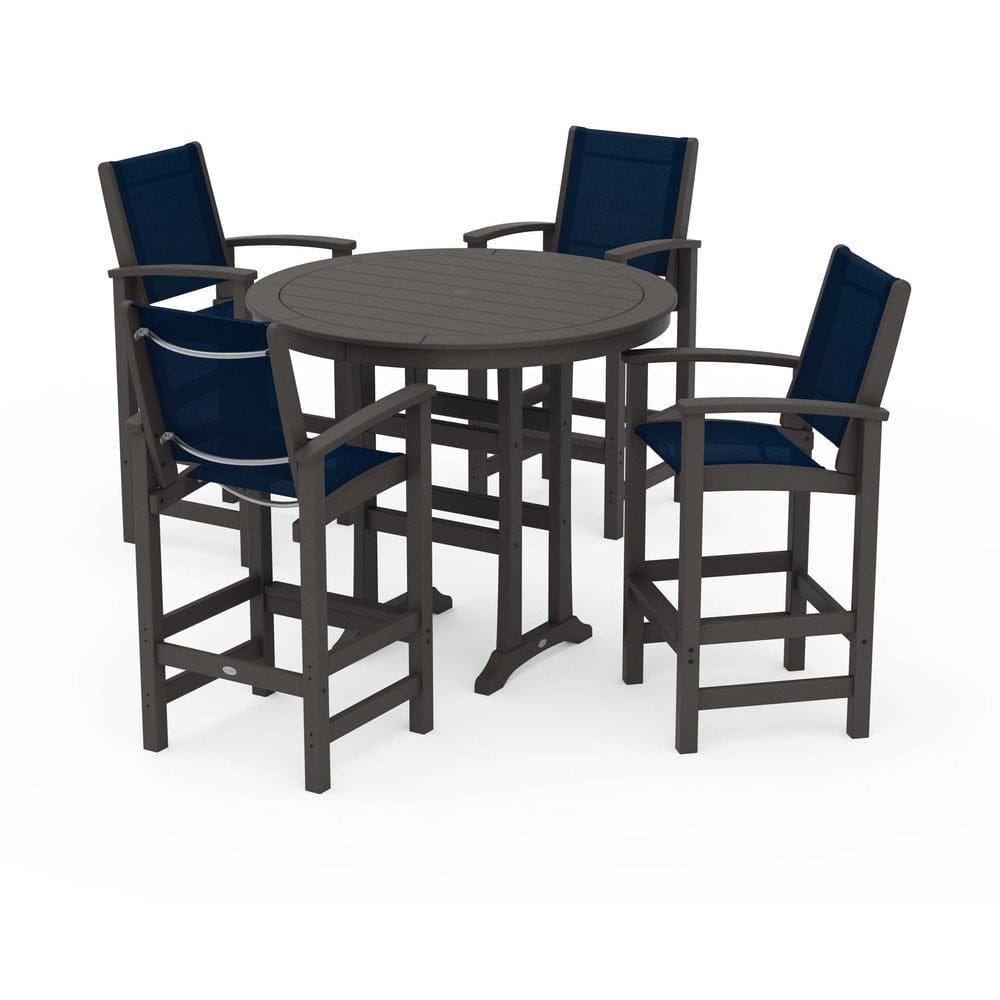 POLYWOOD® - Coastal 5-Piece Nautical Trestle Bar Set - PWS304 Outdoor Furniture POLYWOOD®