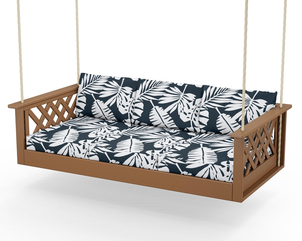 Wovendale Daybed Swing - Teak / Leaf Marine Indigo
