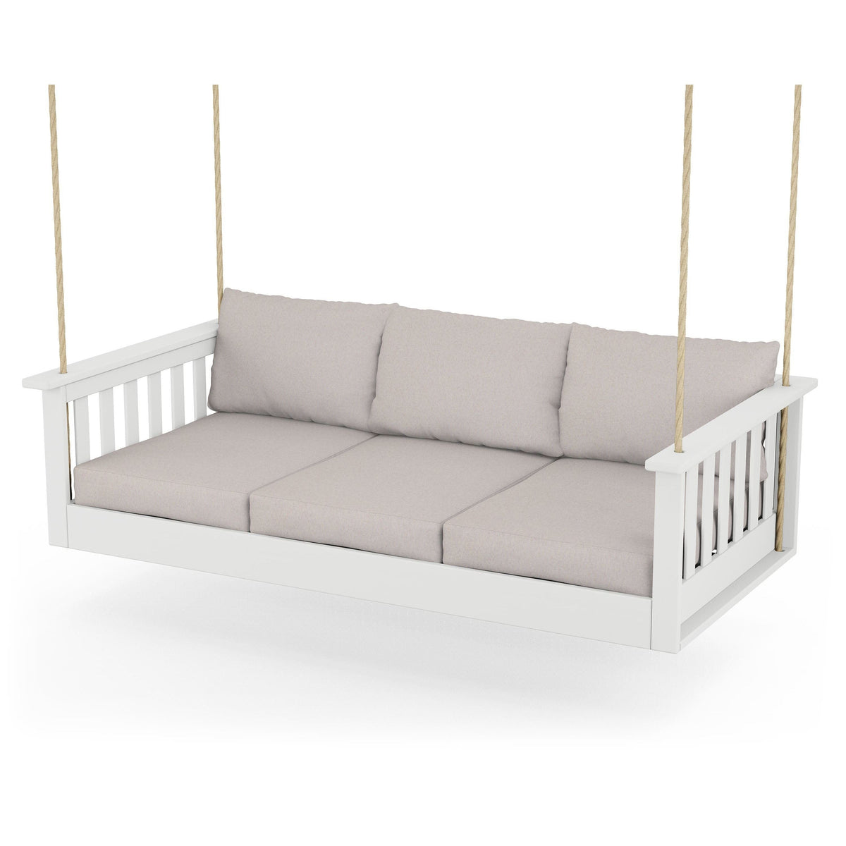 Vineyard Daybed Swing - White / Dune Burlap
