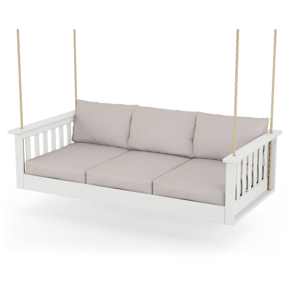 Vineyard Daybed Swing - White / Dune Burlap