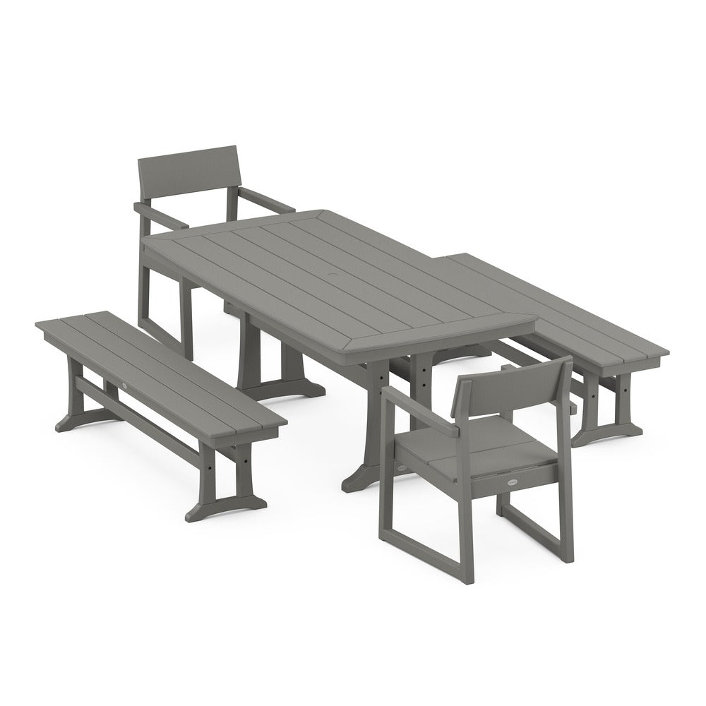 POLYWOOD® - EDGE 5-Piece Dining Set with Trestle Legs - PWS1038 Outdoor Furniture POLYWOOD®