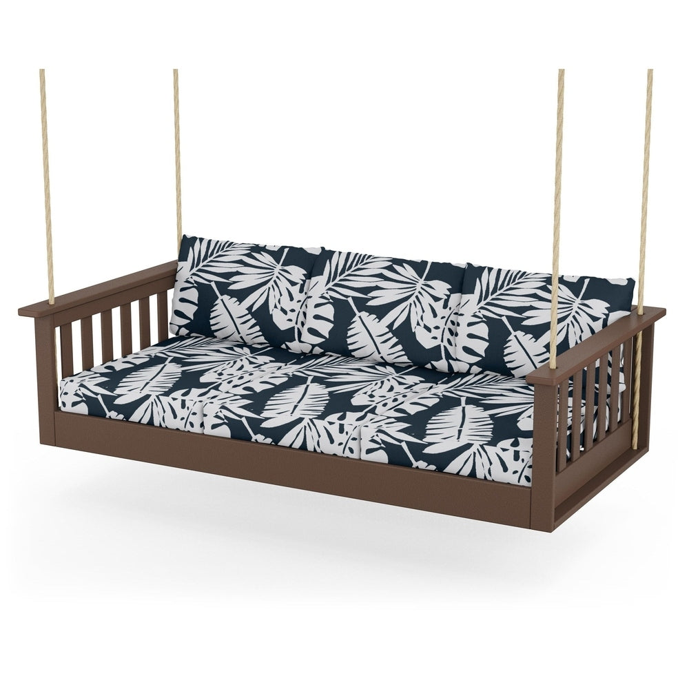 Vineyard Daybed Swing - Mahogany / Leaf Marine Indigo