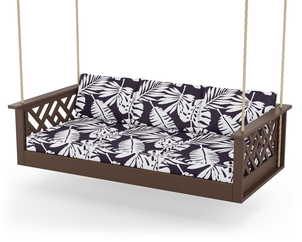 Chippendale Daybed Swing - Mahogany / Leaf Navy