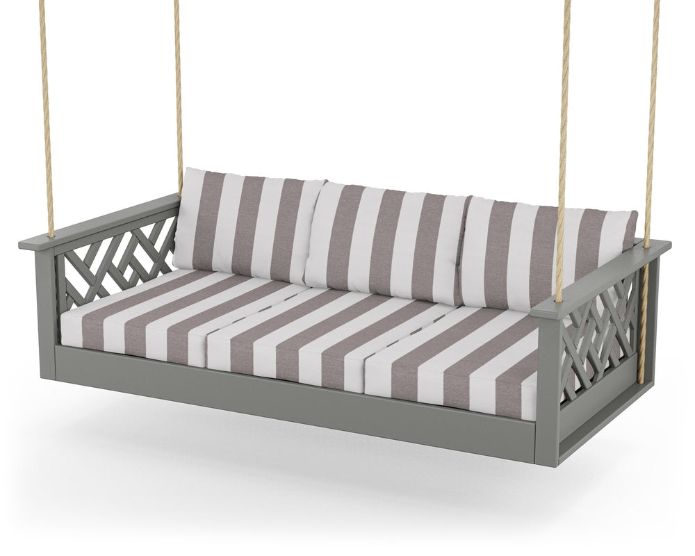 Chippendale Daybed Swing - Slate Grey / Cabana Stripe Grey Mist