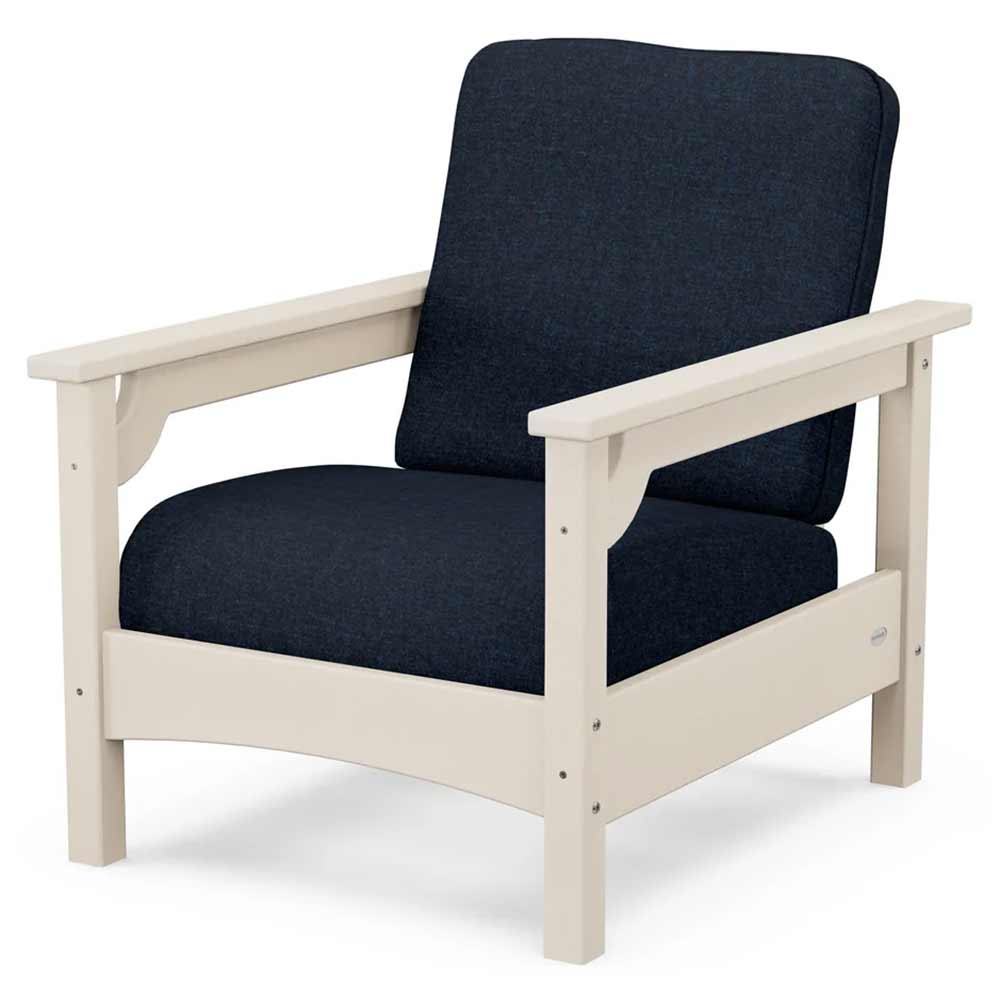 POLYWOOD® Outdoor Furniture Sand / Marine Indigo POLYWOOD® - Club Chair - PWCLC23GY