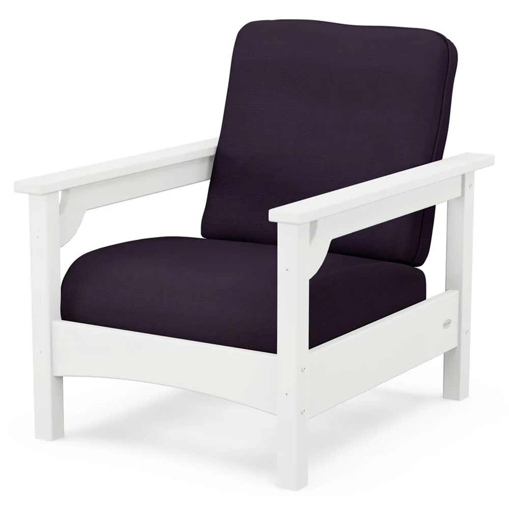 POLYWOOD® Outdoor Furniture White / Navy Linen POLYWOOD® - Club Chair - PWCLC23GY