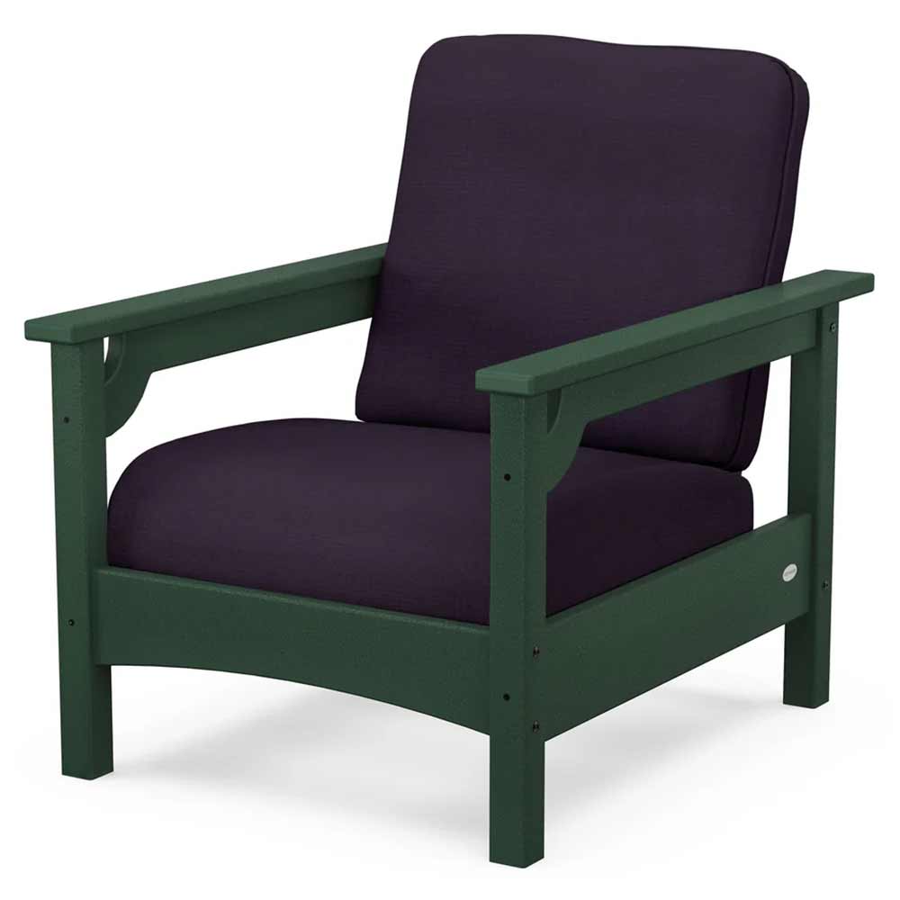 POLYWOOD® Outdoor Furniture Green / Navy Linen POLYWOOD® - Club Chair - PWCLC23GY