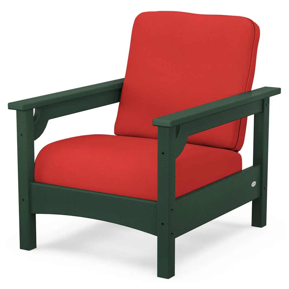 POLYWOOD® Outdoor Furniture Green / Crimson Linen POLYWOOD® - Club Chair - PWCLC23GY