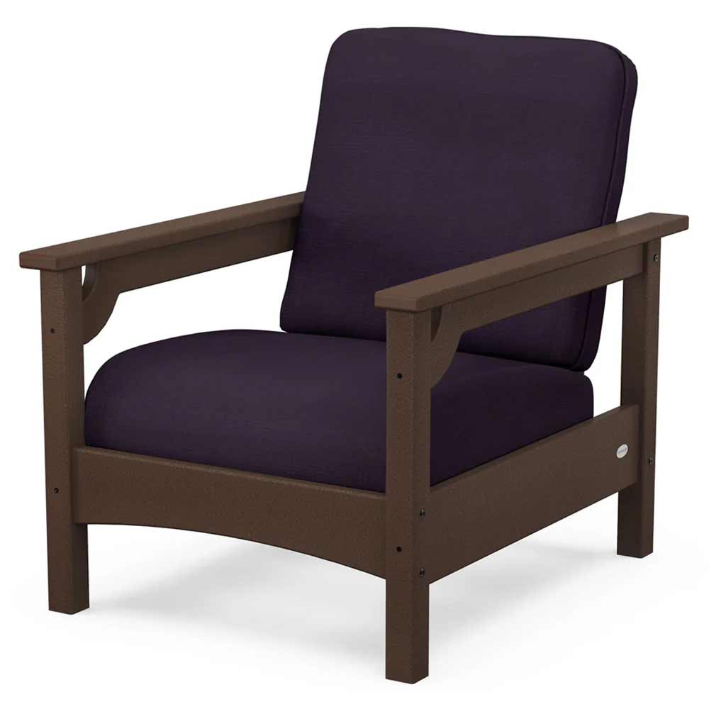 POLYWOOD® Outdoor Furniture Mahogany / Navy Linen POLYWOOD® - Club Chair - PWCLC23GY
