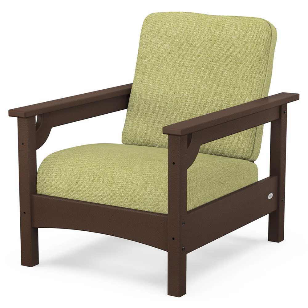 POLYWOOD® Outdoor Furniture Mahogany / Chartreuse Boucle POLYWOOD® - Club Chair - PWCLC23GY