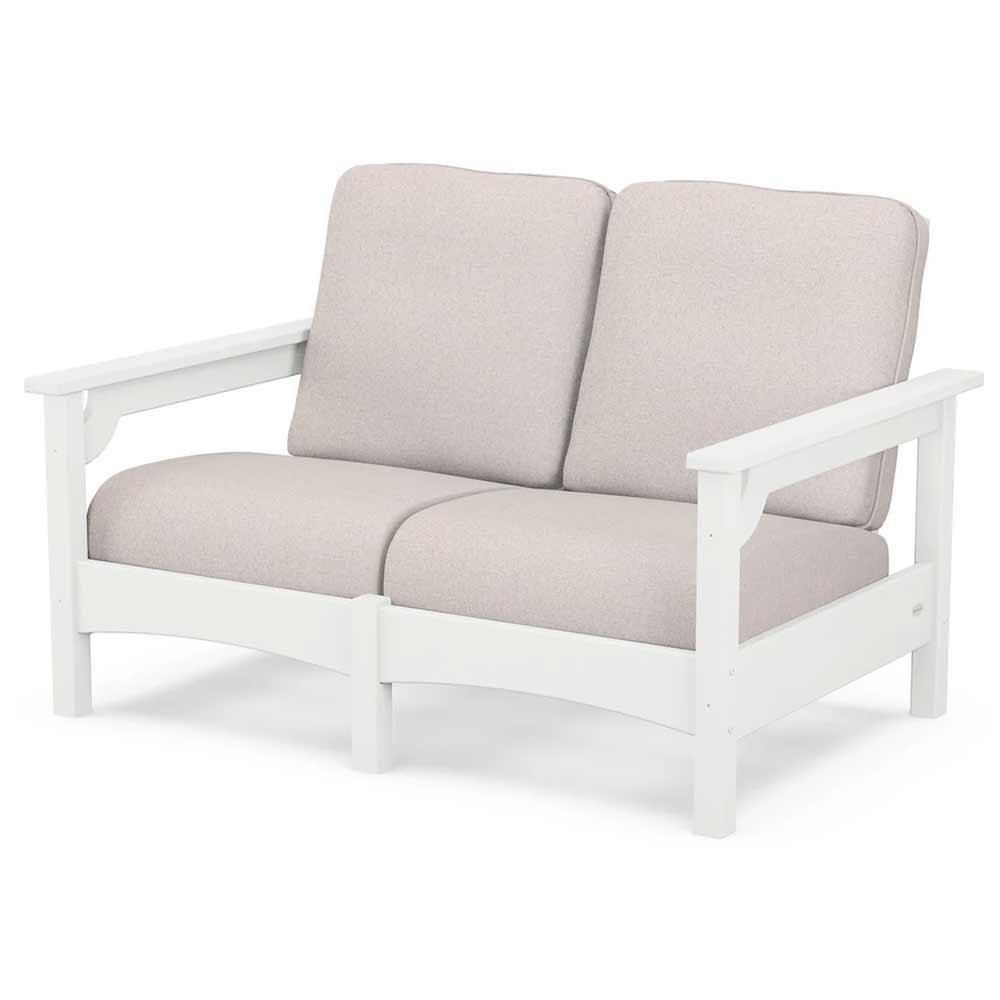 POLYWOOD® Outdoor Furniture White / Dune Burlap POLYWOOD® - Club Loveseat - PWCLC47GY