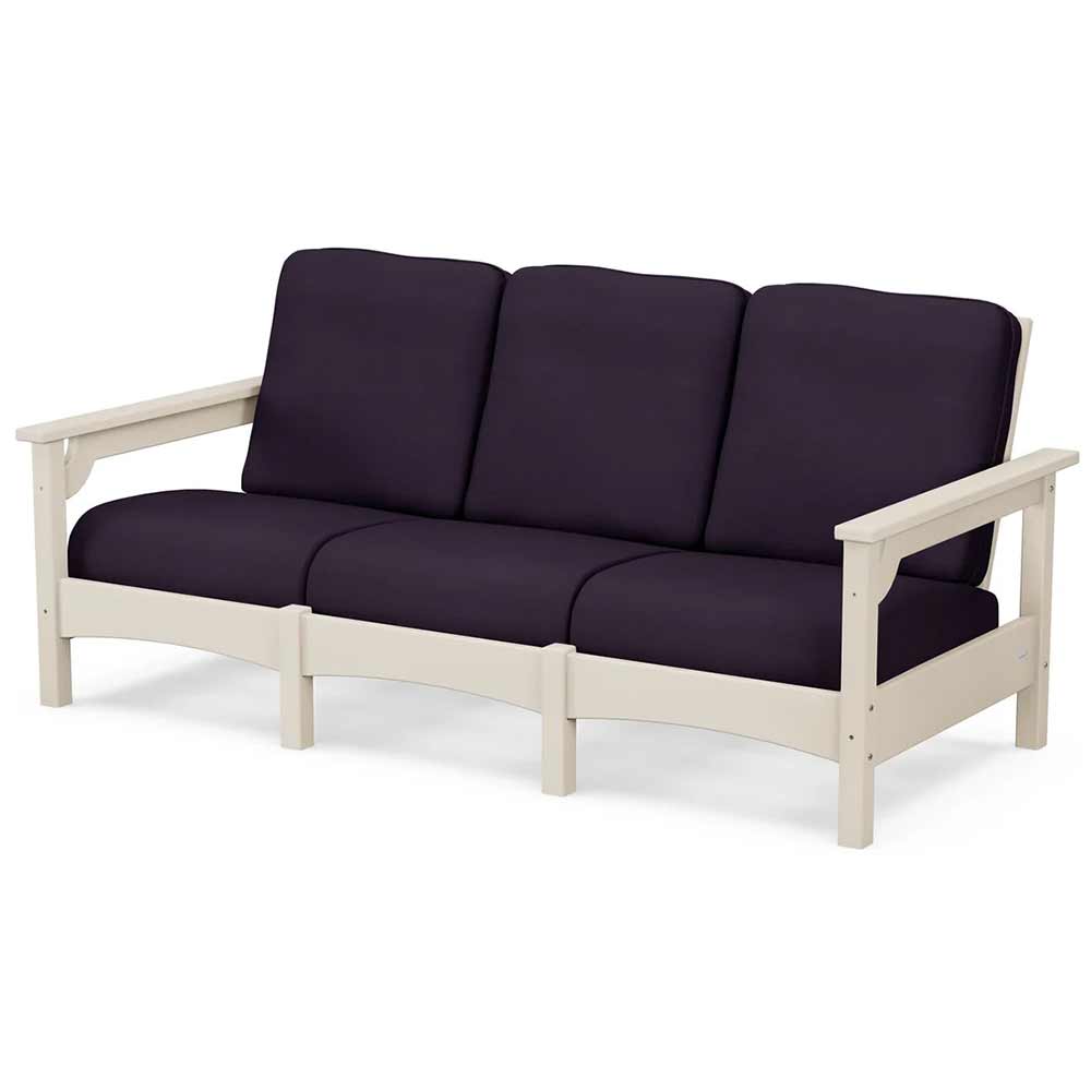 POLYWOOD® Outdoor Furniture Sand / Navy Linen POLYWOOD® Club Sofa - PWCLC71