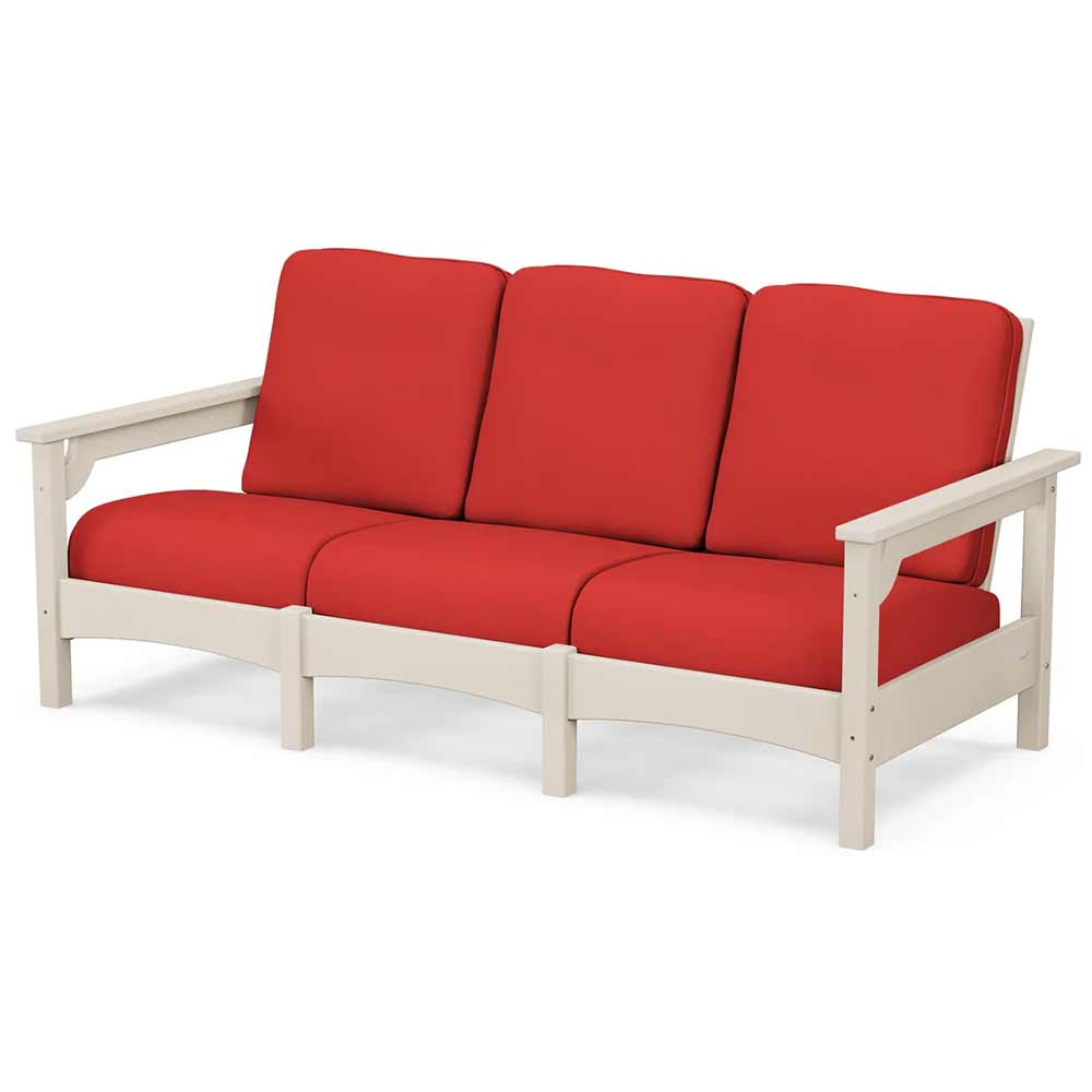 POLYWOOD® Outdoor Furniture Sand / Crimson Linen POLYWOOD® Club Sofa - PWCLC71