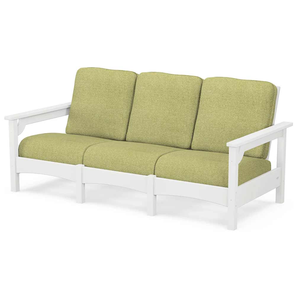 POLYWOOD® Outdoor Furniture White / Chartreuse Boucle POLYWOOD® Club Sofa - PWCLC71