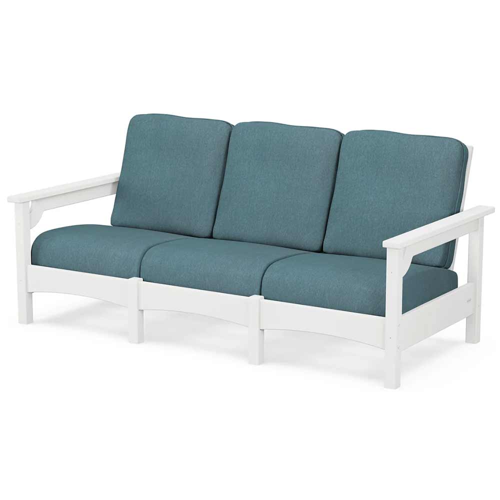 POLYWOOD® Outdoor Furniture White / Ocean Teal POLYWOOD® Club Sofa - PWCLC71