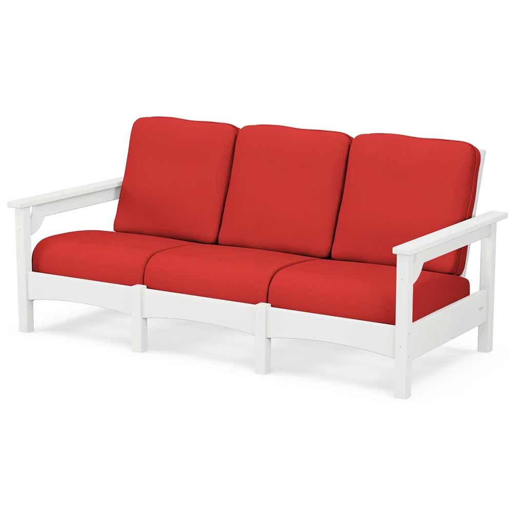 POLYWOOD® Outdoor Furniture White / Crimson Linen POLYWOOD® Club Sofa - PWCLC71