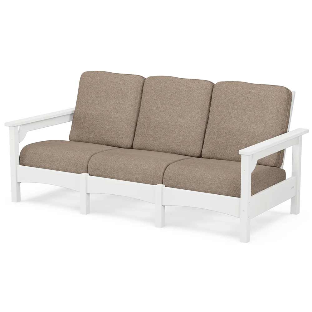 POLYWOOD® Outdoor Furniture White / Spiced Burlap POLYWOOD® Club Sofa - PWCLC71