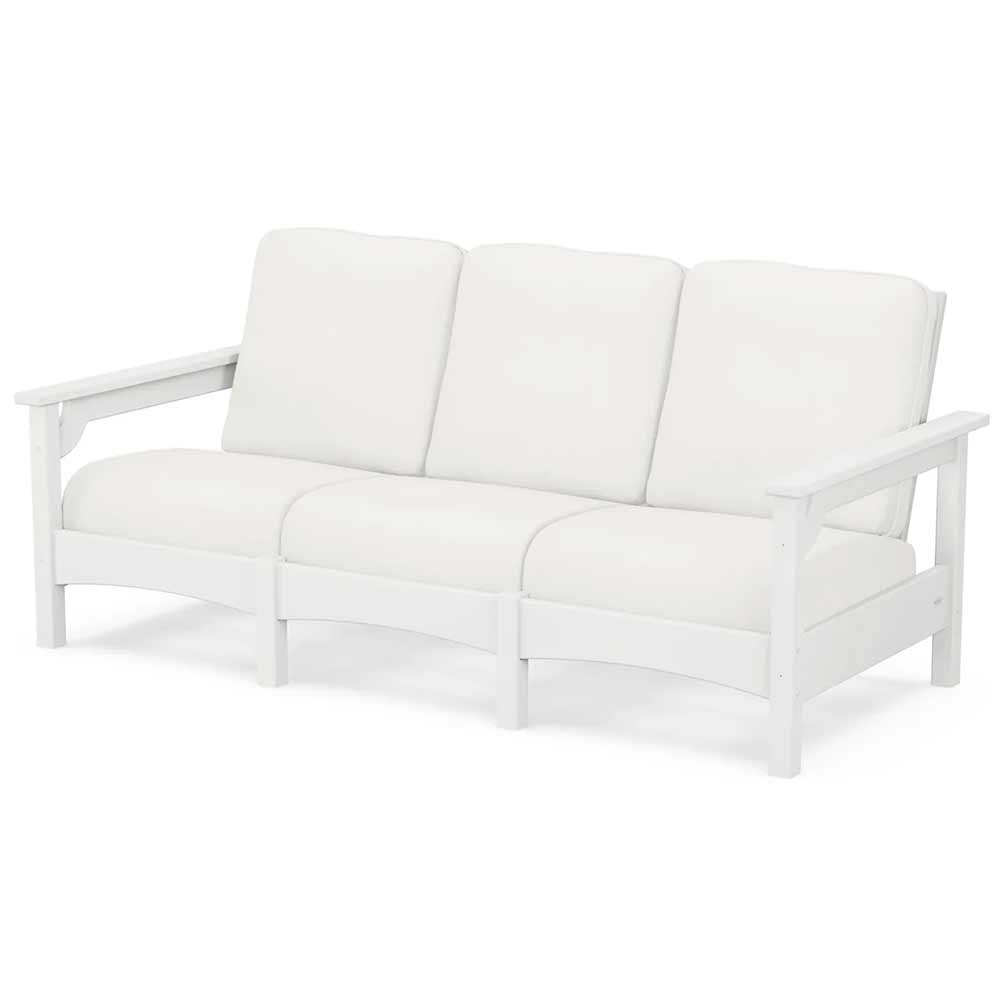 POLYWOOD® Outdoor Furniture White / Natural Linen POLYWOOD® Club Sofa - PWCLC71