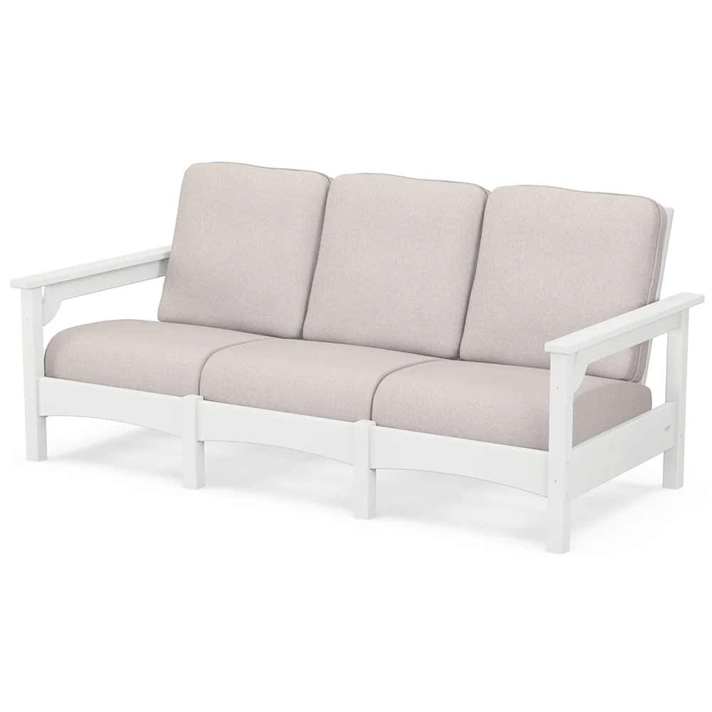 POLYWOOD® Outdoor Furniture White / Dune Burlap POLYWOOD® Club Sofa - PWCLC71