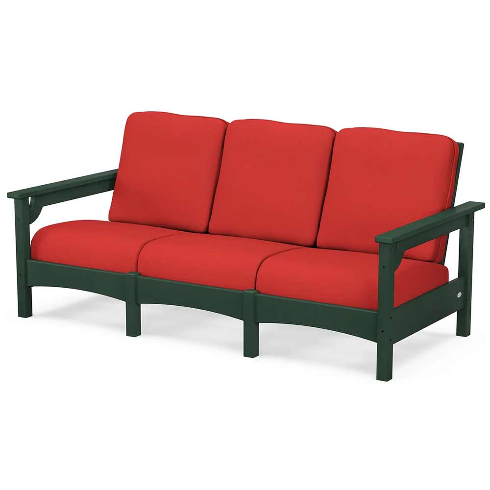 POLYWOOD® Outdoor Furniture Green / Crimson Linen POLYWOOD® Club Sofa - PWCLC71