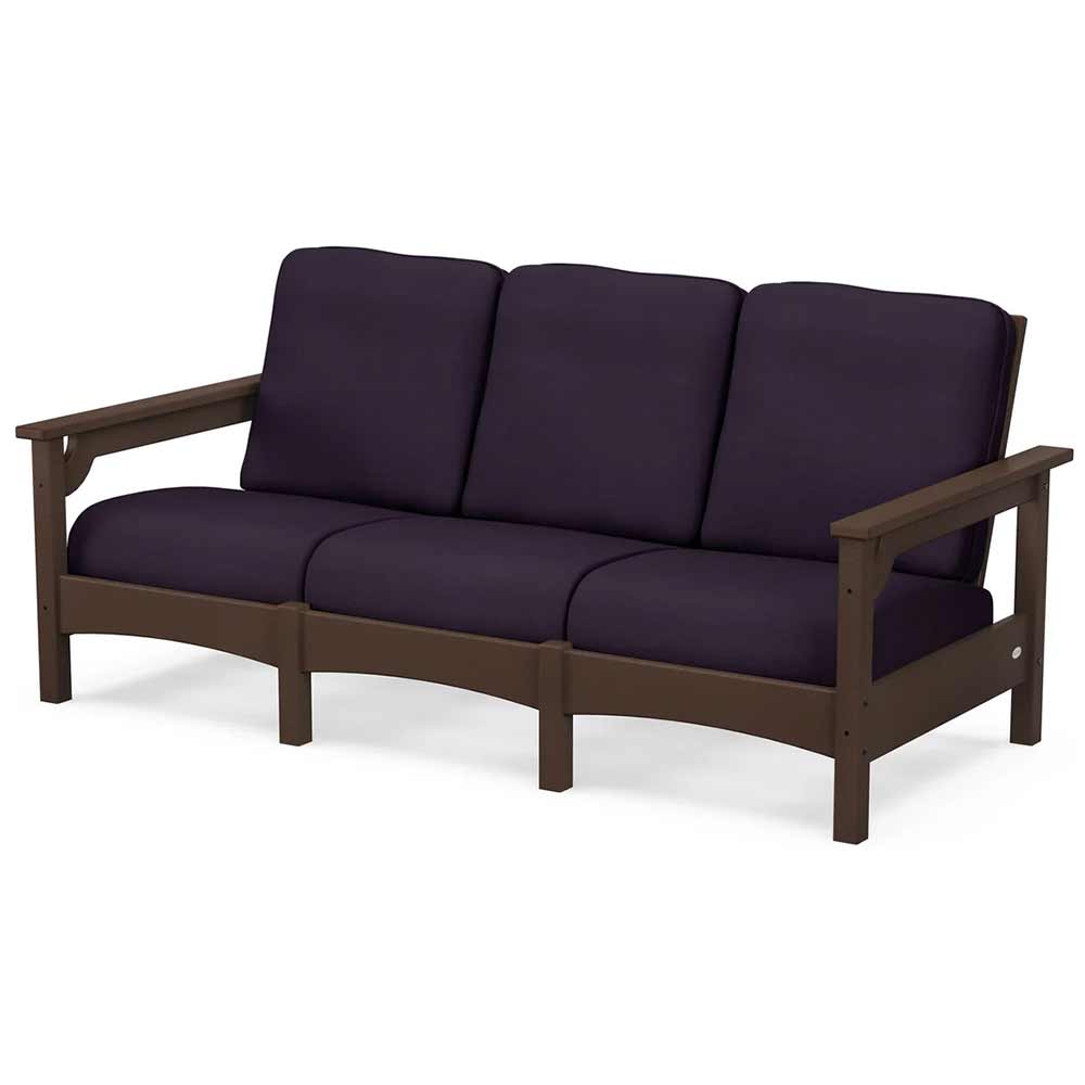POLYWOOD® Outdoor Furniture Mahogany / Navy Linen POLYWOOD® Club Sofa - PWCLC71