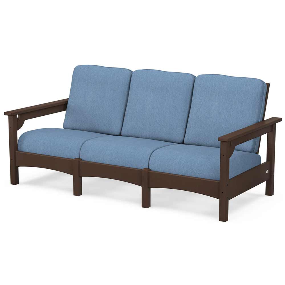 POLYWOOD® Outdoor Furniture Mahogany / Sky Blue POLYWOOD® Club Sofa - PWCLC71