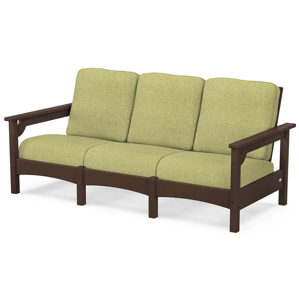 POLYWOOD® Outdoor Furniture Mahogany / Chartreuse Boucle POLYWOOD® Club Sofa - PWCLC71
