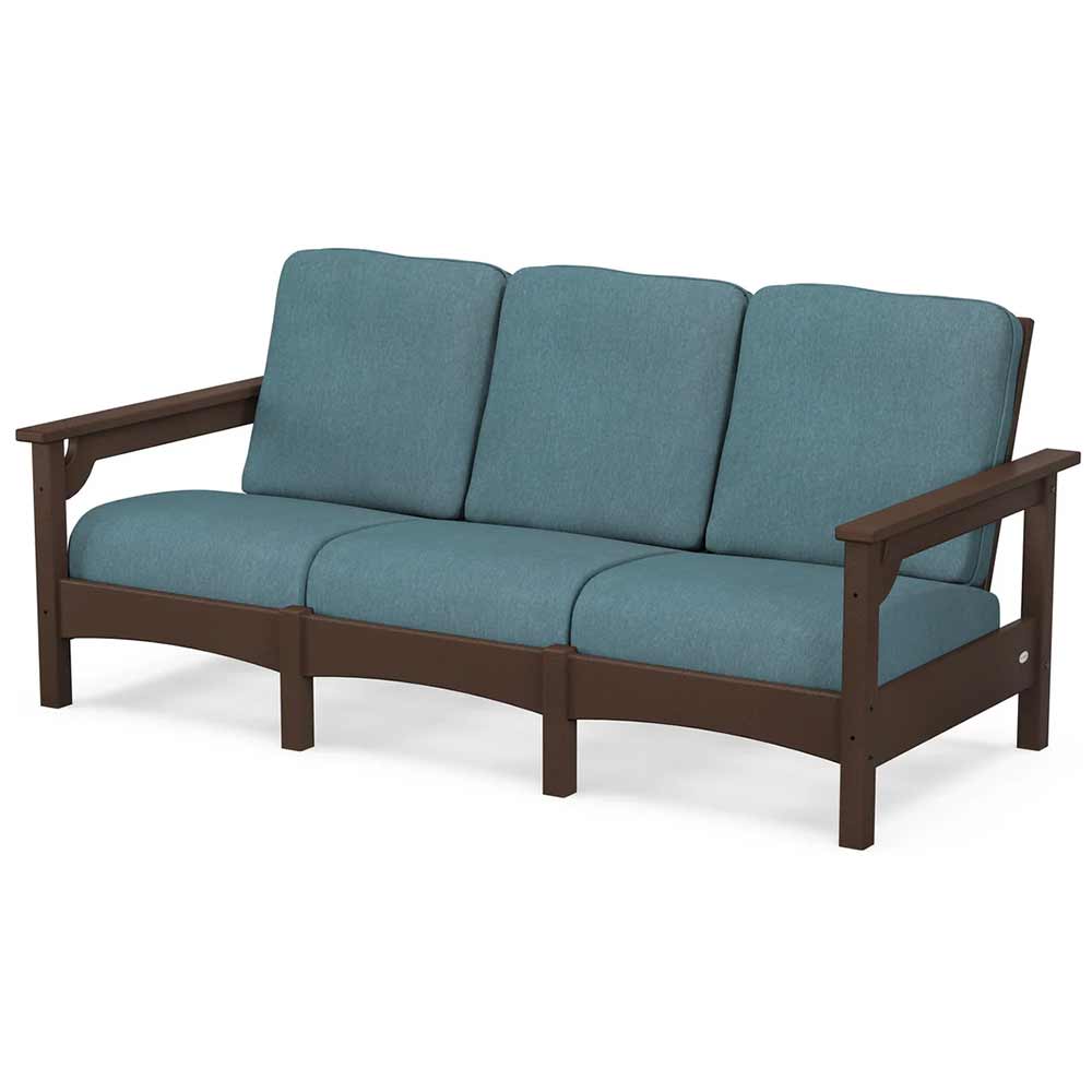 POLYWOOD® Outdoor Furniture Mahogany / Ocean Teal POLYWOOD® Club Sofa - PWCLC71