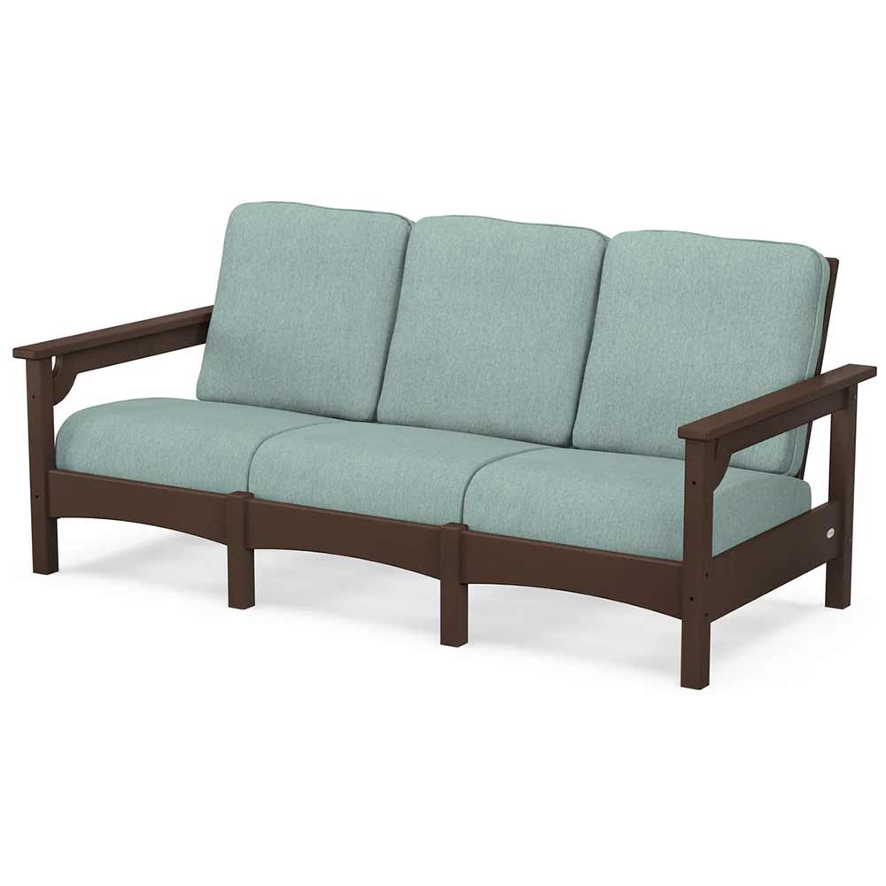 POLYWOOD® Outdoor Furniture Mahogany / Glacier Spa POLYWOOD® Club Sofa - PWCLC71