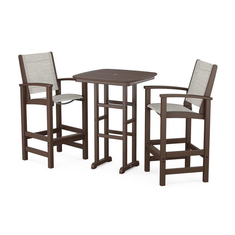 POLYWOOD® Outdoor Furniture Mahogany / Birch Sling POLYWOOD® Coastal 3-Piece Bar Set - PWS156