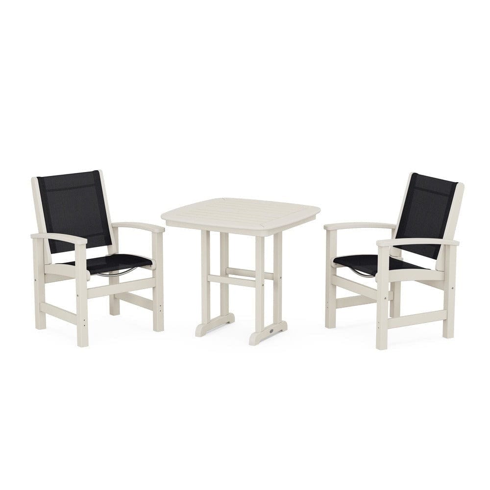 POLYWOOD® Outdoor Furniture Sand / Black Sling POLYWOOD® - Coastal 3-Piece Dining Set - PWS1205