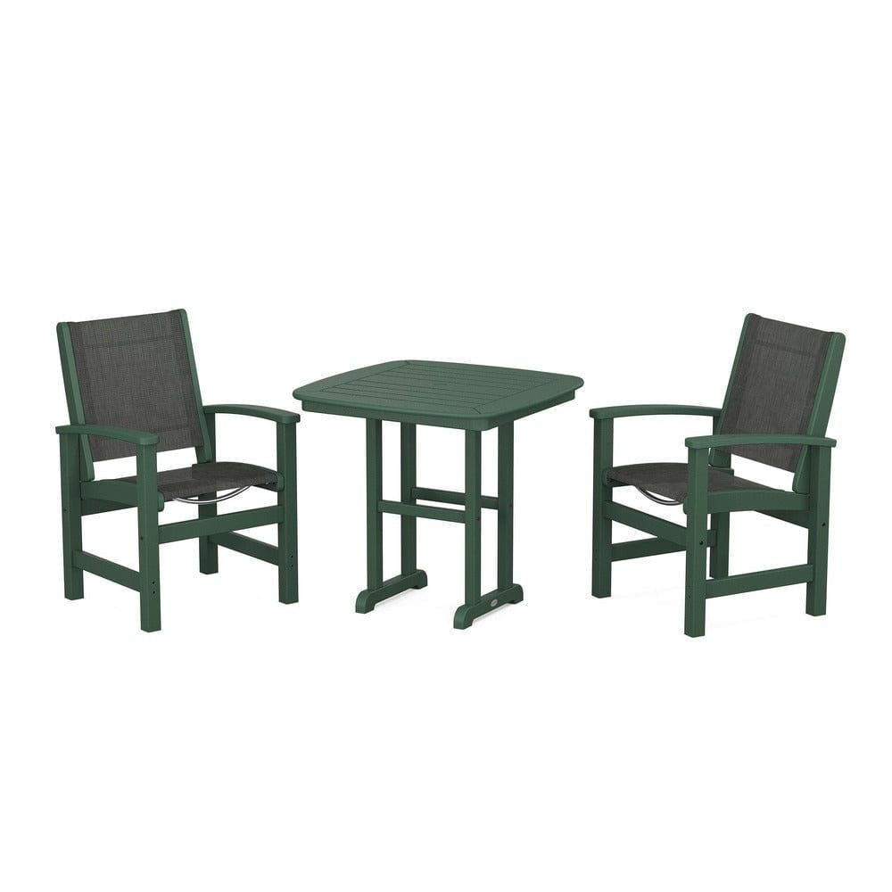 POLYWOOD® Outdoor Furniture Green / Ember Sling POLYWOOD® - Coastal 3-Piece Dining Set - PWS1205