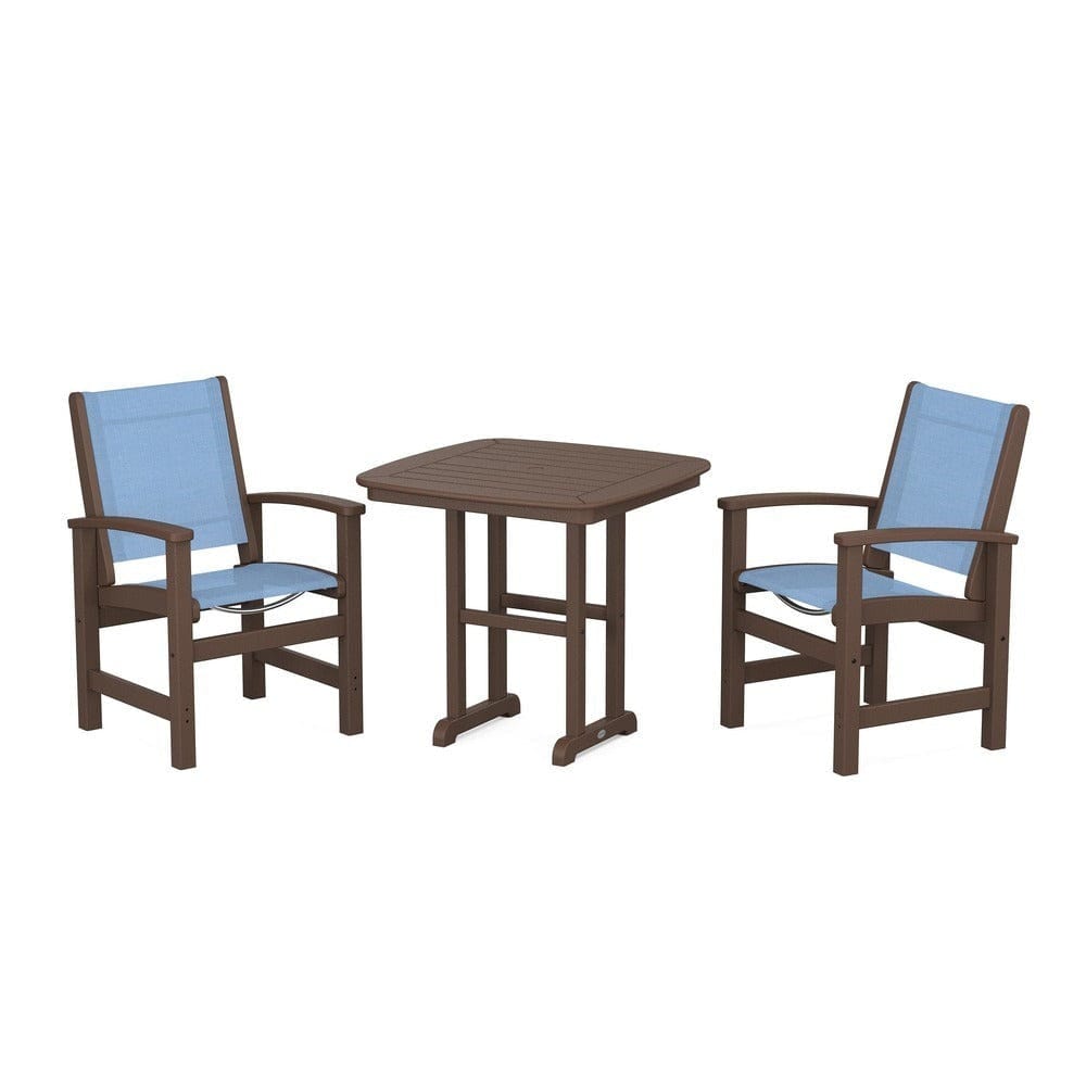 POLYWOOD® Outdoor Furniture Mahogany / Poolside Sling POLYWOOD® - Coastal 3-Piece Dining Set - PWS1205