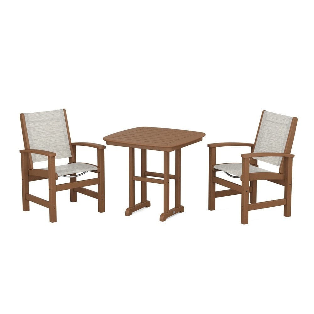 POLYWOOD® Outdoor Furniture Teak / Birch Sling POLYWOOD® - Coastal 3-Piece Dining Set - PWS1205