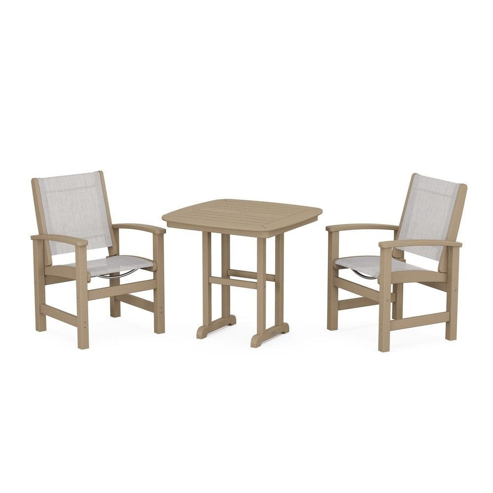POLYWOOD® Outdoor Furniture Vintage Sahara / Parchment Sling POLYWOOD® - Coastal 3-Piece Dining Set - PWS1205