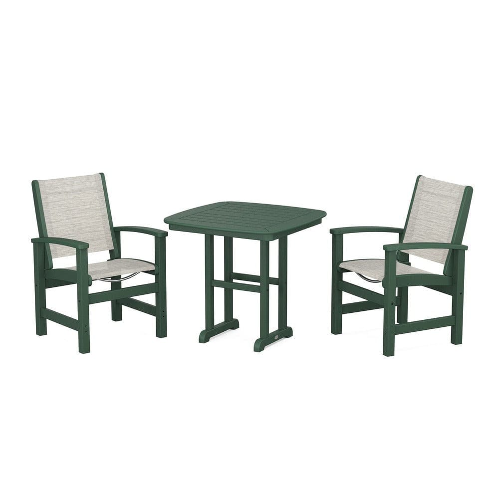 POLYWOOD® Outdoor Furniture Green / Birch Sling POLYWOOD® - Coastal 3-Piece Dining Set - PWS1205
