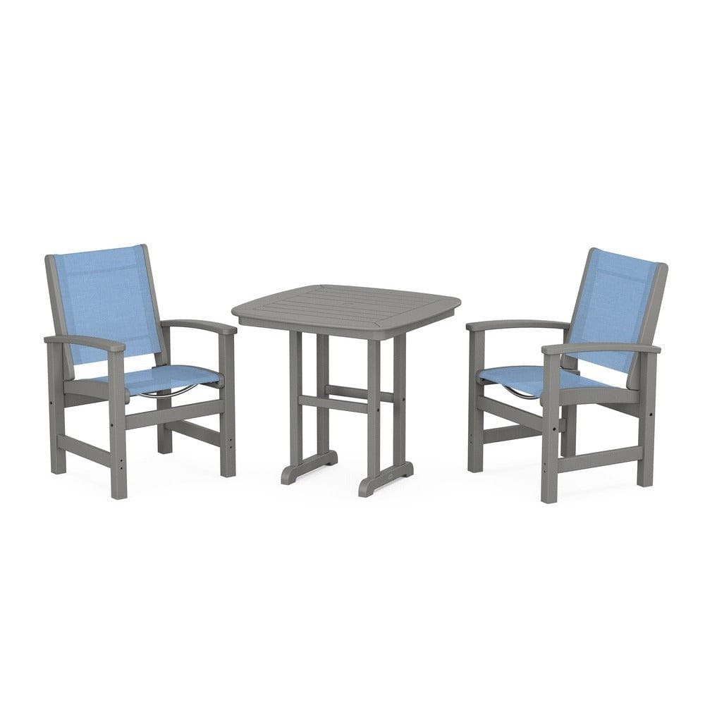 POLYWOOD® Outdoor Furniture Slate Grey / Poolside Sling POLYWOOD® - Coastal 3-Piece Dining Set - PWS1205