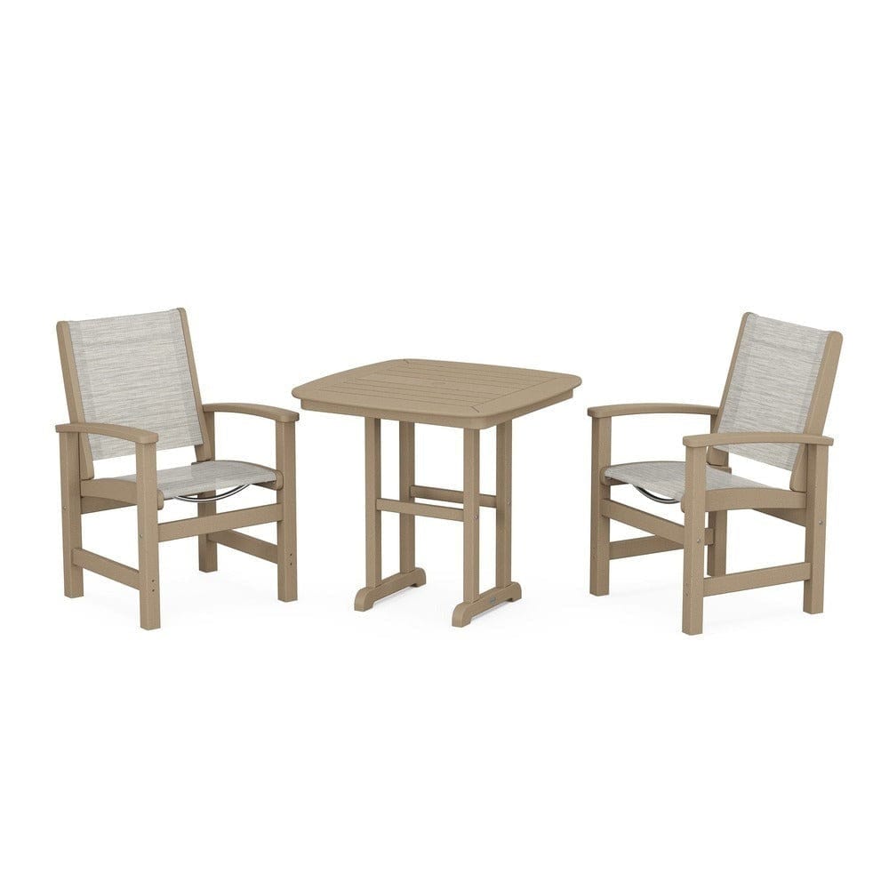 POLYWOOD® Outdoor Furniture Vintage Sahara / Birch Sling POLYWOOD® - Coastal 3-Piece Dining Set - PWS1205