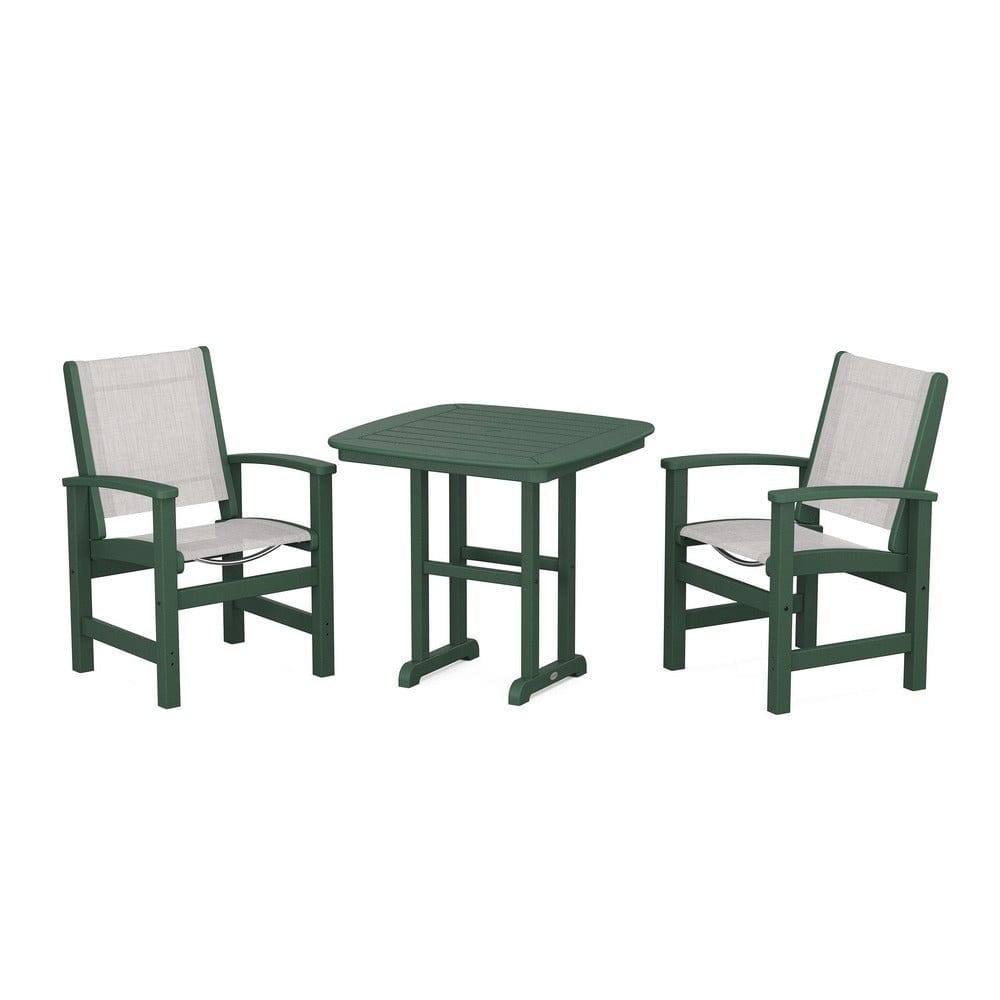 POLYWOOD® Outdoor Furniture Green / Parchment Sling POLYWOOD® - Coastal 3-Piece Dining Set - PWS1205